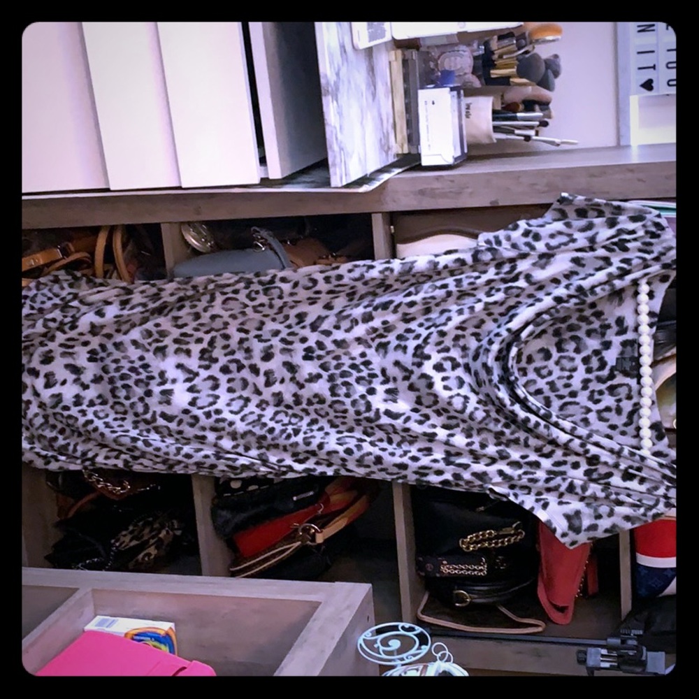 INC ruched leopard dress size XL - Picture 1 of 7